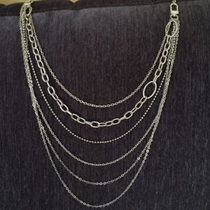 Silver plated necklace With layered chains